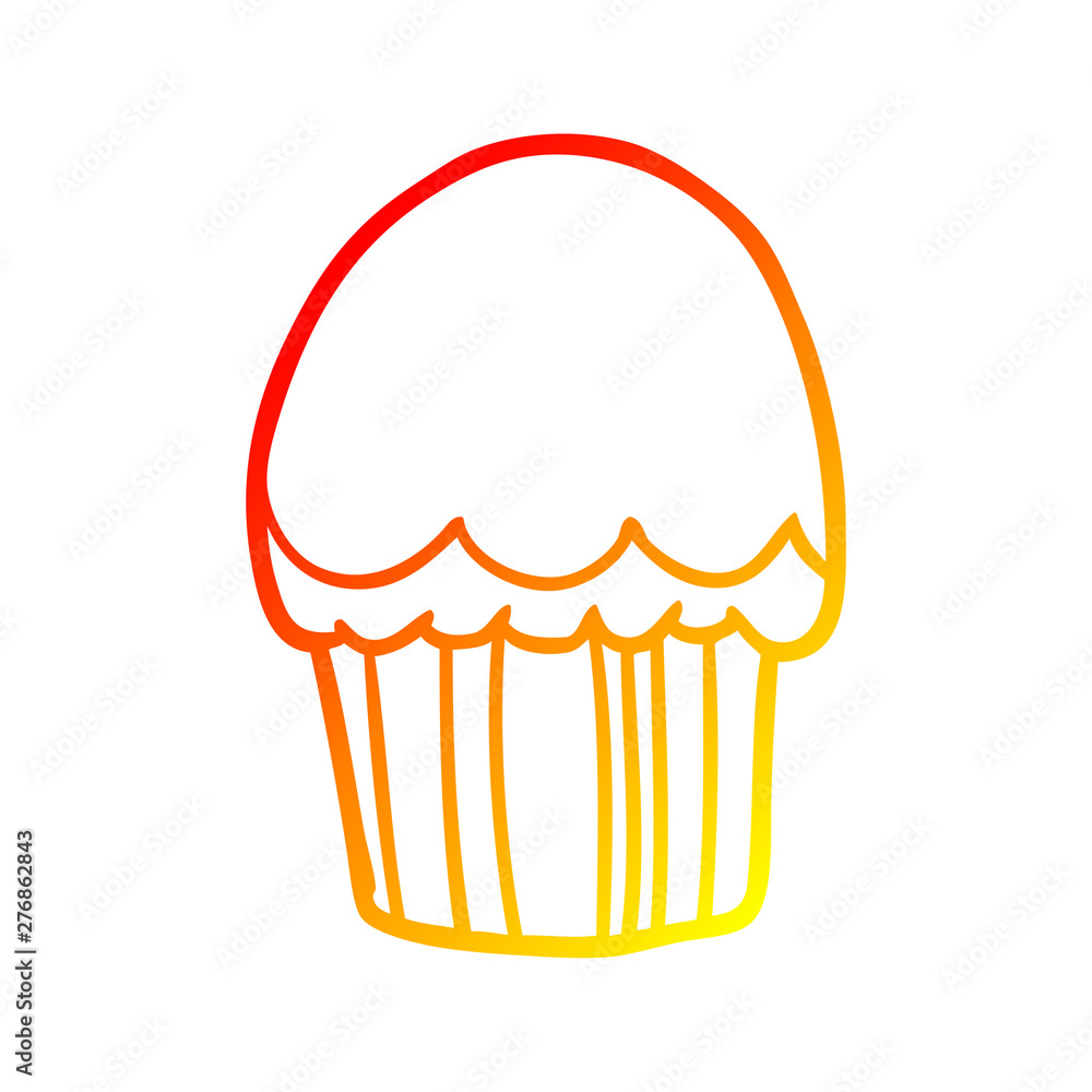 warm gradient line drawing Cartoon cupcake warm gradient line drawing Cartoon cupcake