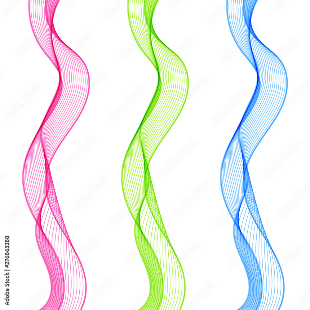Abstract Blue, Green, Pink, Design Elements Isolated Wave Lines for White Backdrop. Abstract Blue, Green, Pink, Design Elements Isolated Wave Lines for White Backdrop.