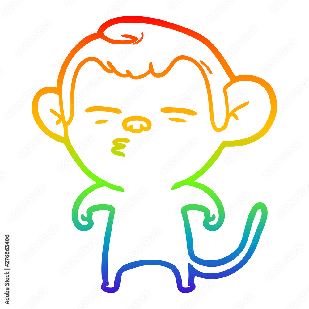 rainbow gradient line drawing cartoon suspicious monkey rainbow gradient line drawing cartoon suspicious monkey