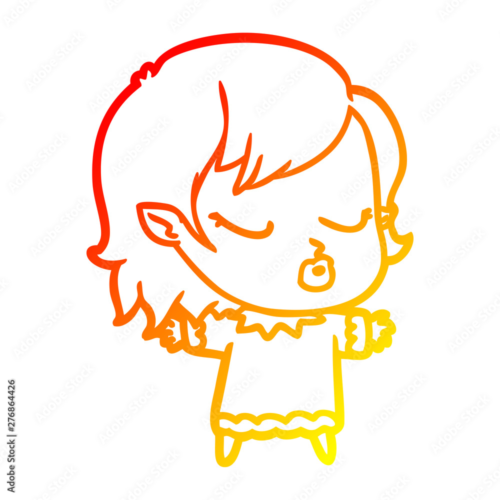 warm gradient line drawing cute cartoon vampire girl warm gradient line drawing cute cartoon vampire girl