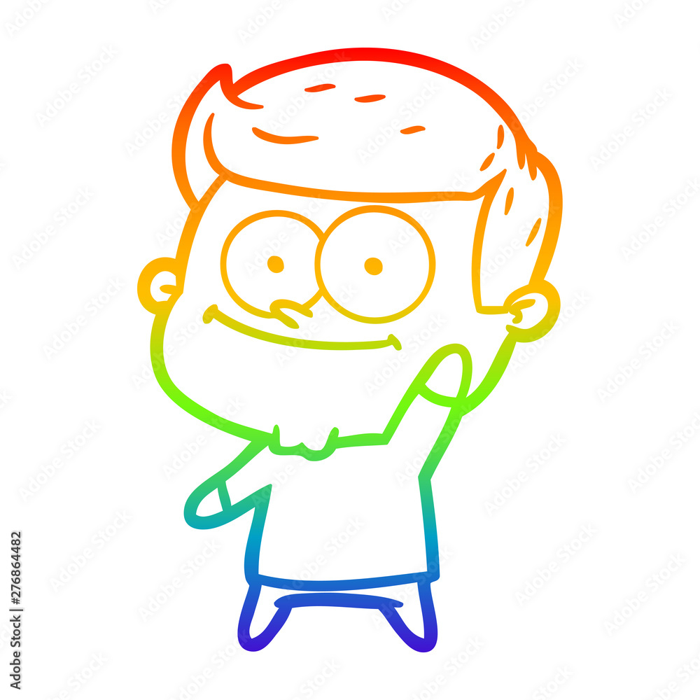 rainbow gradient line drawing cartoon happy man rainbow gradient line drawing cartoon happy man