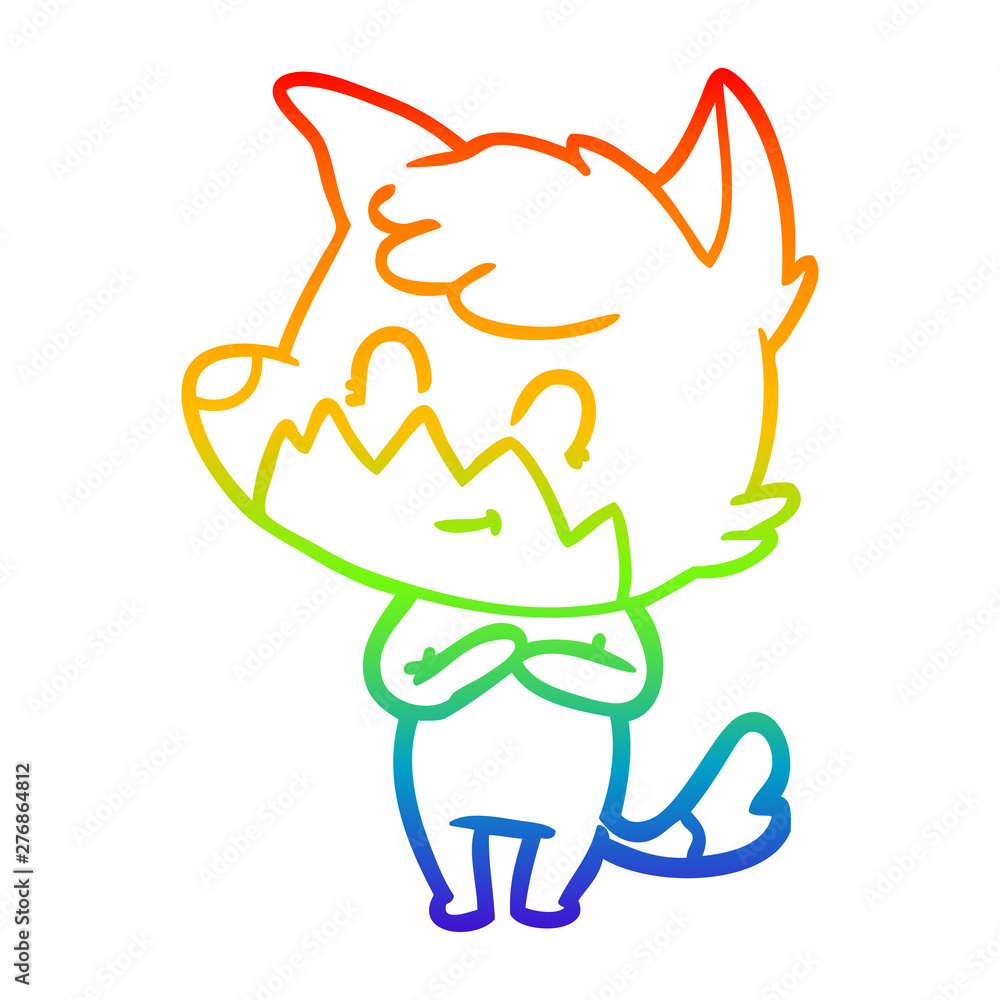 rainbow gradient line drawing cartoon friendly fox rainbow gradient line drawing cartoon friendly fox