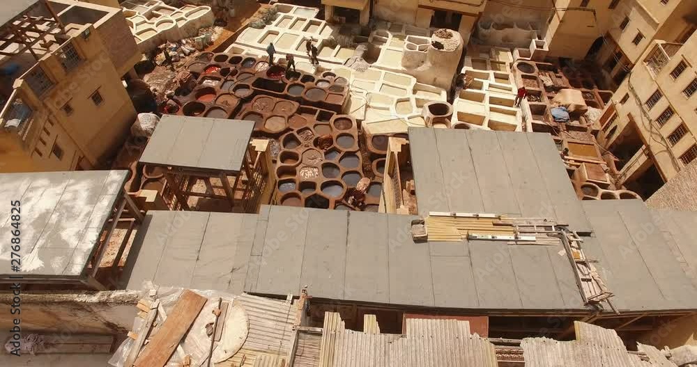 AERIAL: leather tannery in Fez