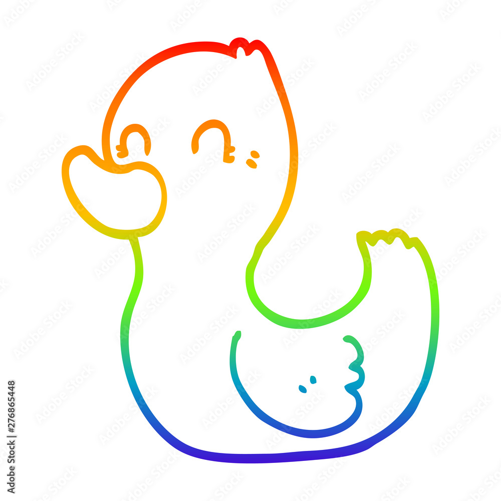 Fototapeta premium rainbow gradient line drawing cartoon duck