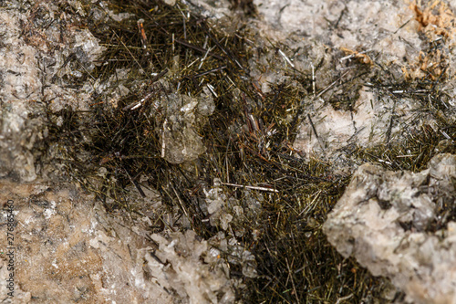 Macro of a mineral stone Vesuvianite on a white background photo