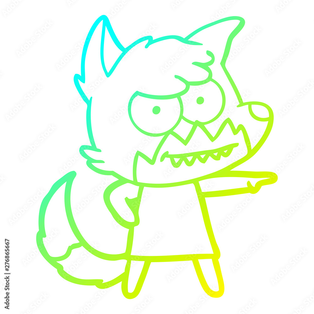 cold gradient line drawing cartoon grinning fox cold gradient line drawing cartoon grinning fox