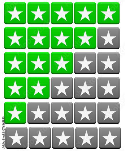 Bewertung 0 bis 5 Sterne grau grün