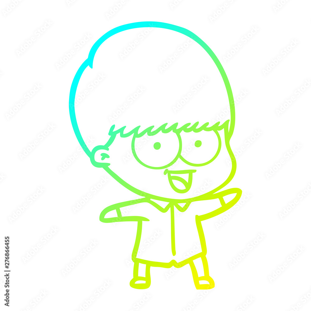 cold gradient line drawing happy cartoon boy cold gradient line drawing happy cartoon boy