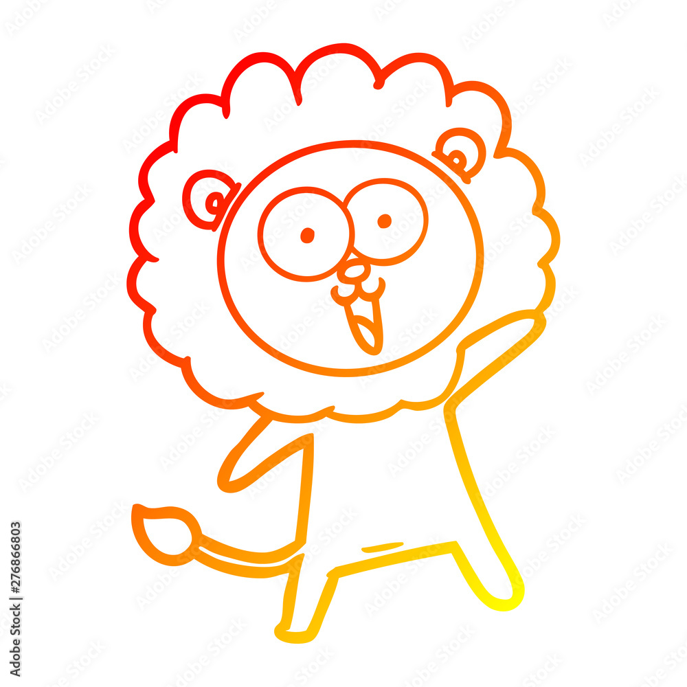 warm gradient line drawing happy cartoon lion warm gradient line drawing happy cartoon lion
