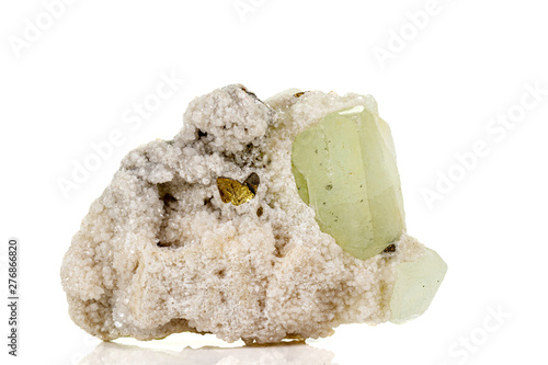 Macro stone mineral Datolite on a white background photo