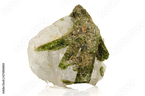 Macro stone mineral Datolite on a white background