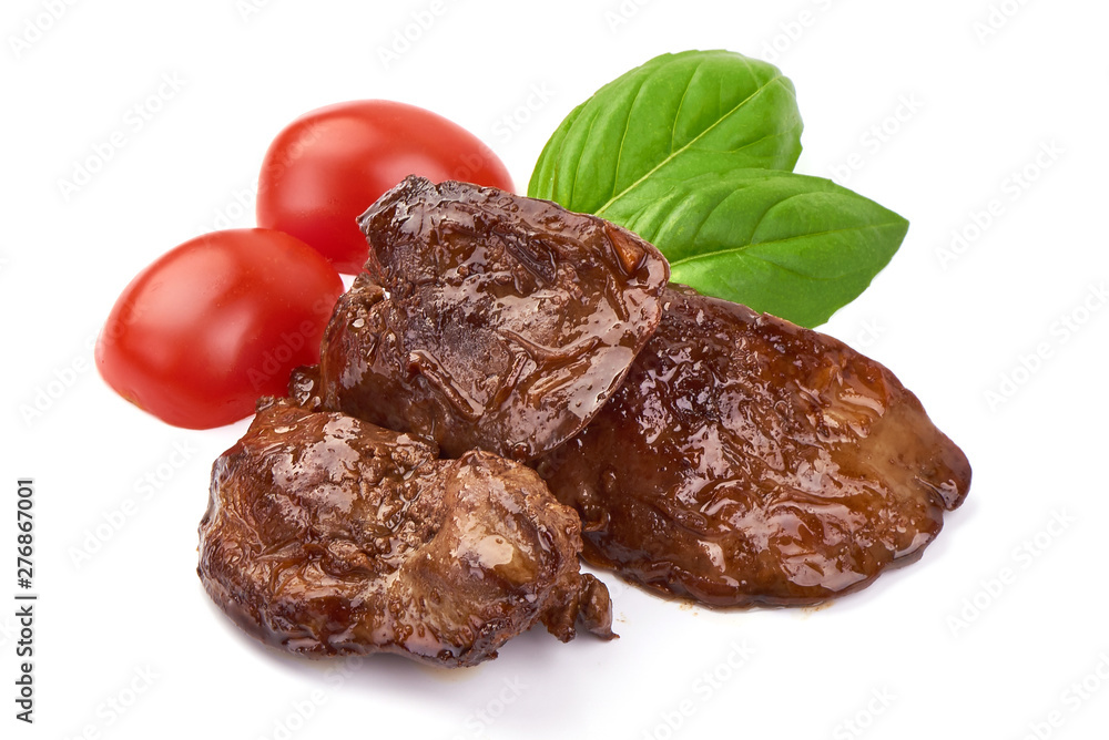 Fried Chicken Livers, Restaurant food, close-up, isolated on white background Fried Chicken Livers, Restaurant food, close-up, isolated on white background