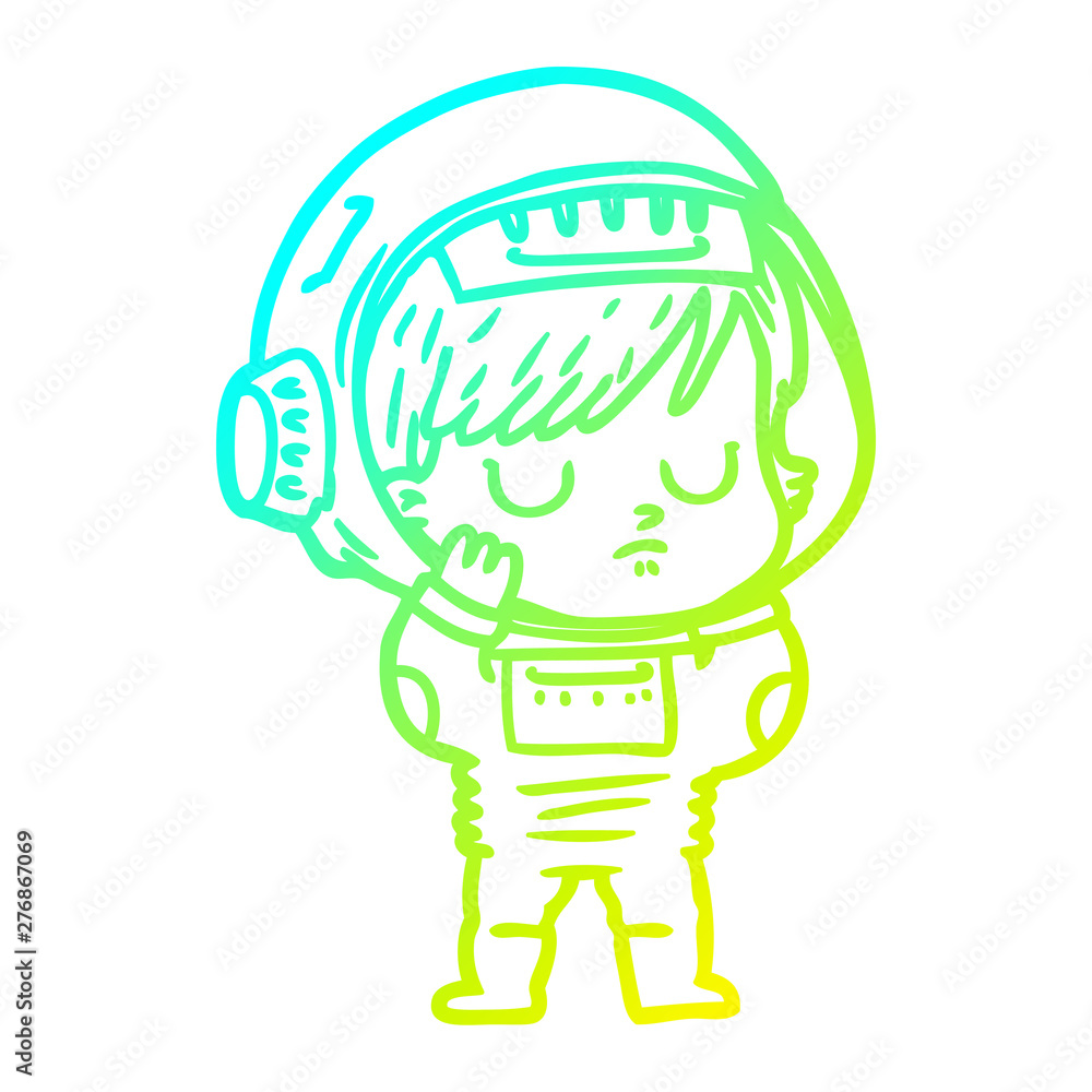 cold gradient line drawing cartoon astronaut woman cold gradient line drawing cartoon astronaut woman