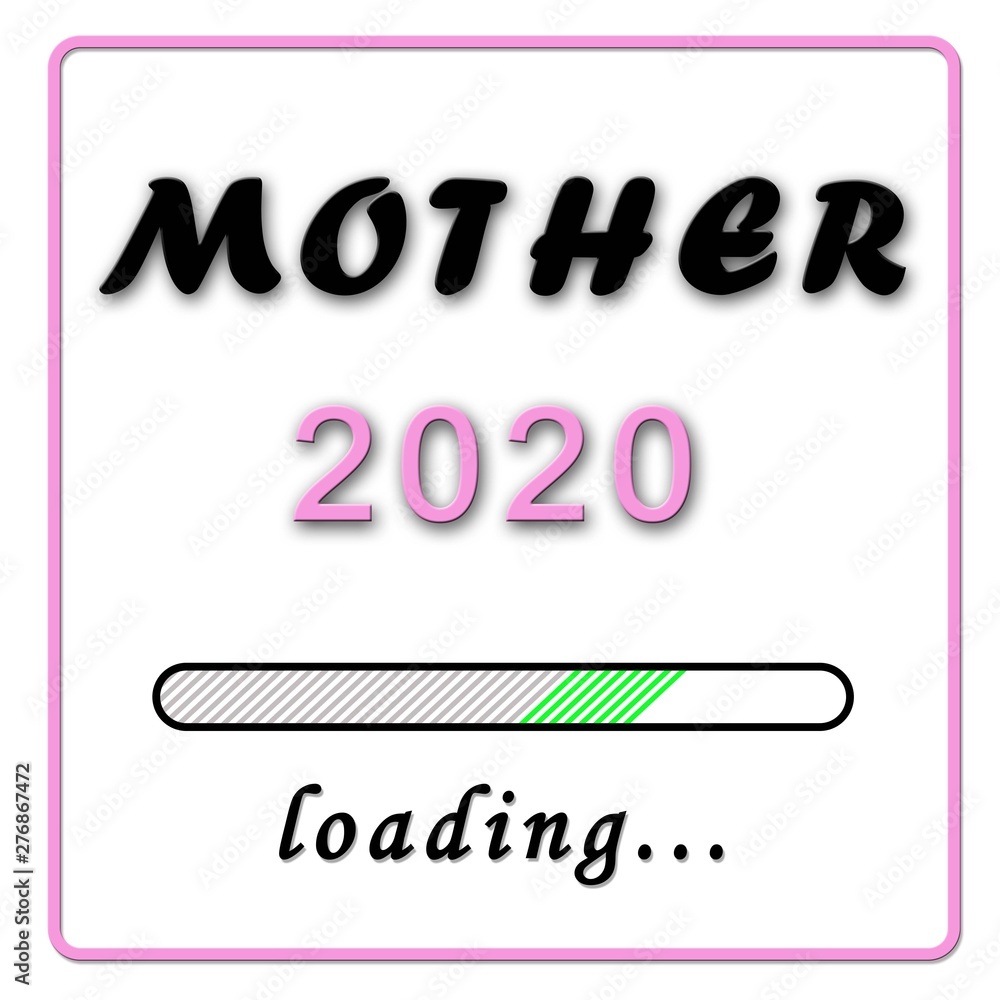birth announcement - mother 2020 pink - isolated on white background - 3D illustration birth announcement - mother 2020 pink - isolated on white background - 3D illustration
