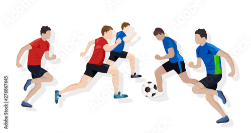 Team playing soccer Vector flat style. Game start. Soccer brochure templates
