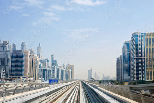 Dubai Metro rail road at daylight