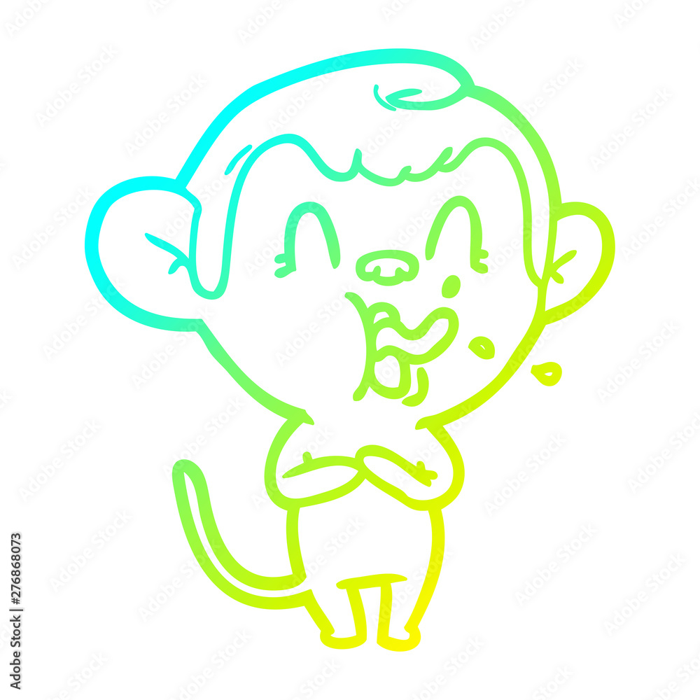 cold gradient line drawing crazy cartoon monkey cold gradient line drawing crazy cartoon monkey