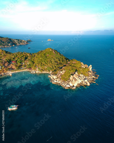 Aerial view from the John Suwan viewpoint on Freedom Beach, Koh Tao, Thailand photo