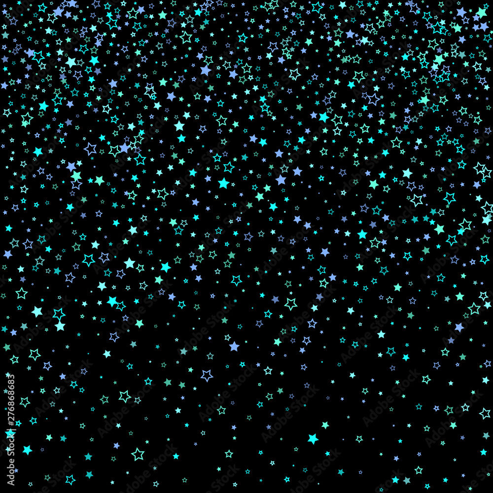 Blue, cyan, turquoise glitter stars, confetti. Blue, cyan, turquoise glitter stars, confetti.