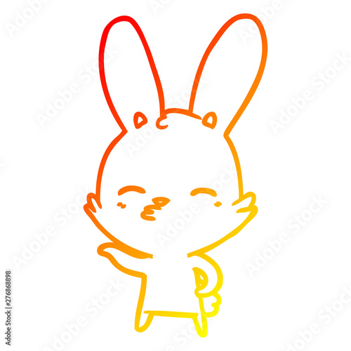 warm gradient line drawing curious bunny cartoon