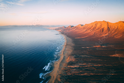 Aerial View Of Cofete Beach Valley In Fuerteventura