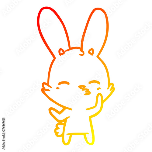 warm gradient line drawing curious bunny cartoon