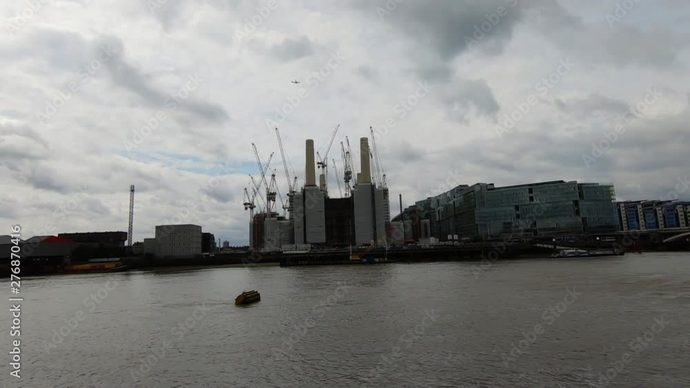 Slow Motion Of Plane Over Battersea Power Station Slow Motion Of Plane Over Battersea Power Station
