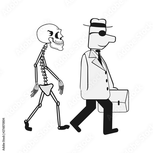 Man walking forward and his skeleton behind