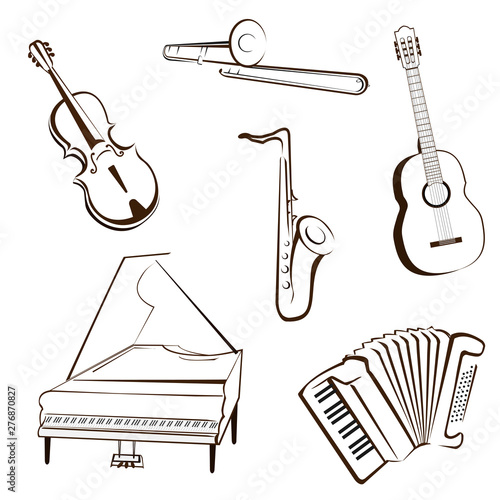 Music icon collection - vector silhouette illustration