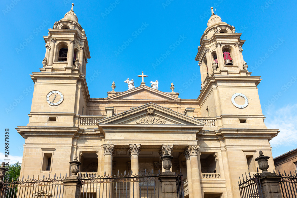 Neoclassic facade of the Cathedral of Pamplona, Spain