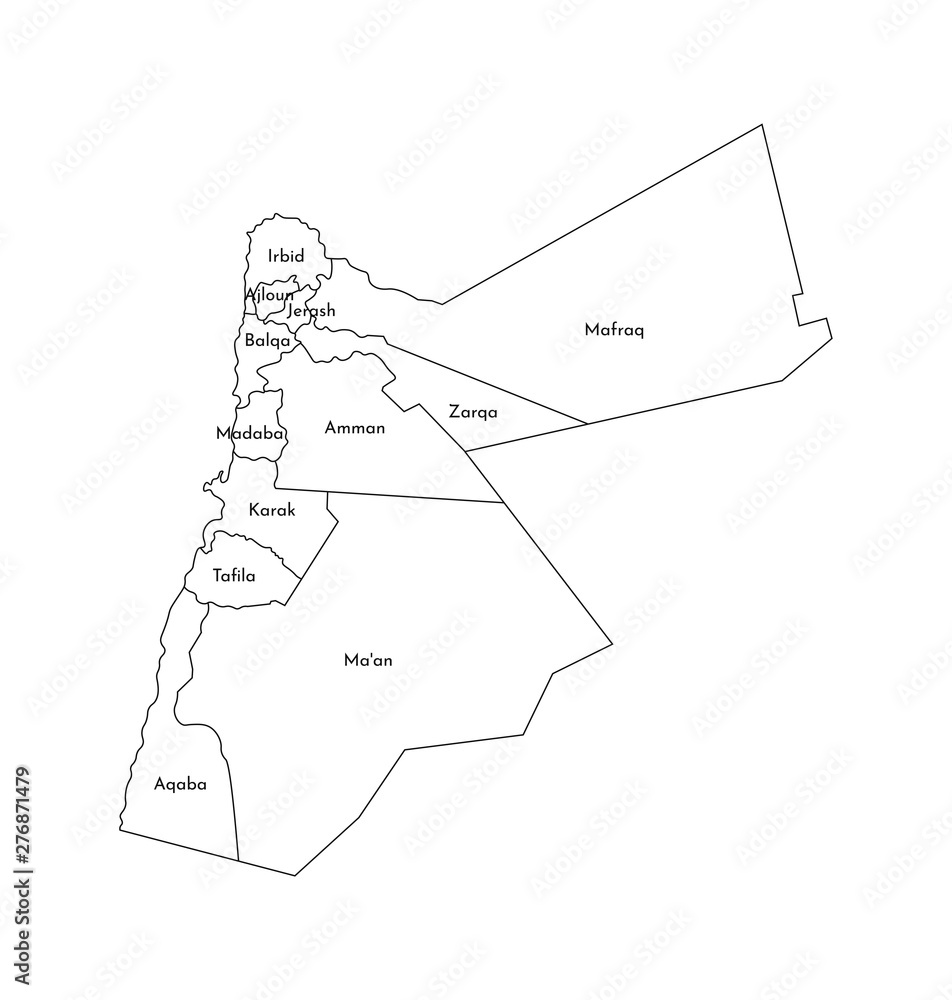 Vector isolated illustration of simplified administrative map of Jordan ...