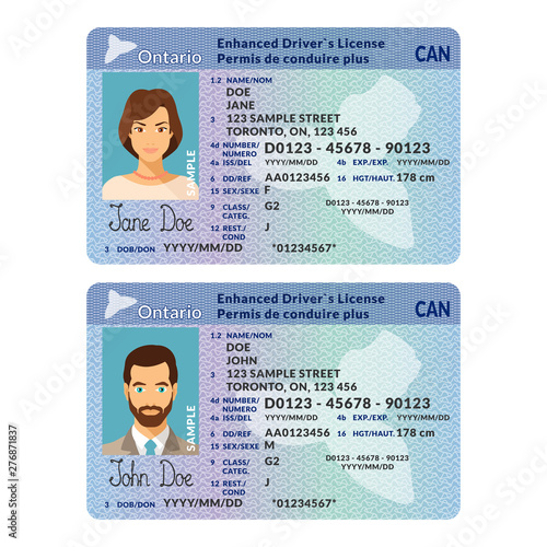 Vector Template Of Sample Driver License Plastic Card For Canada Ontario Stock Vector Adobe Stock