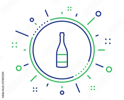 Champagne bottle line icon. Anniversary alcohol sign. Celebration event drink. Quality design elements. Technology champagne bottle button. Editable stroke. Vector