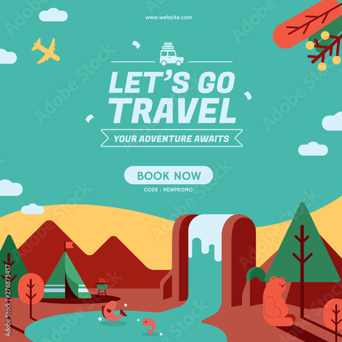 Lets go travel social media post