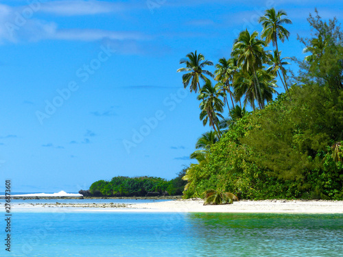 beautiful beach and palm tree, rarotonga cooks island pacific