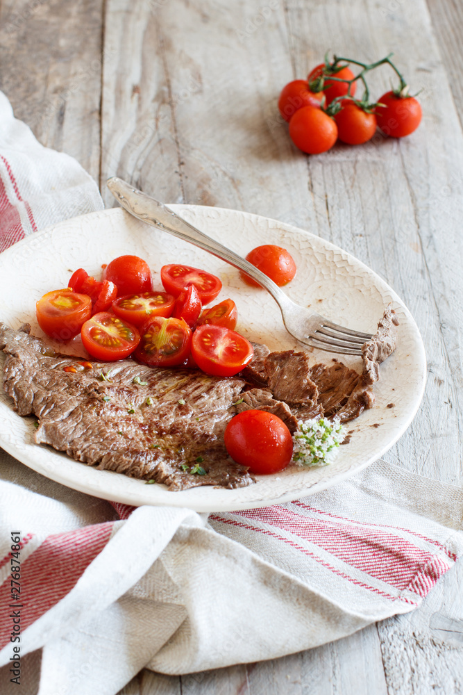 Thin slice of Grilled Machete Steak or Skirt Steak Thin slice of Grilled Machete Steak or Skirt Steak