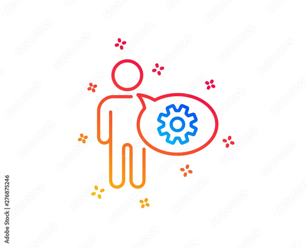 Cogwheel line icon. Engineering tool sign. Man talk symbol. Gradient design elements. Linear cogwheel icon. Random shapes. Vector Cogwheel line icon. Engineering tool sign. Man talk symbol. Gradient design elements. Linear cogwheel icon. Random shapes. Vector