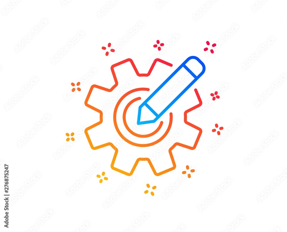 Cogwheel line icon. Engineering tool sign. Edit settings symbol. Gradient design elements. Linear cogwheel icon. Random shapes. Vector Cogwheel line icon. Engineering tool sign. Edit settings symbol. Gradient design elements. Linear cogwheel icon. Random shapes. Vector