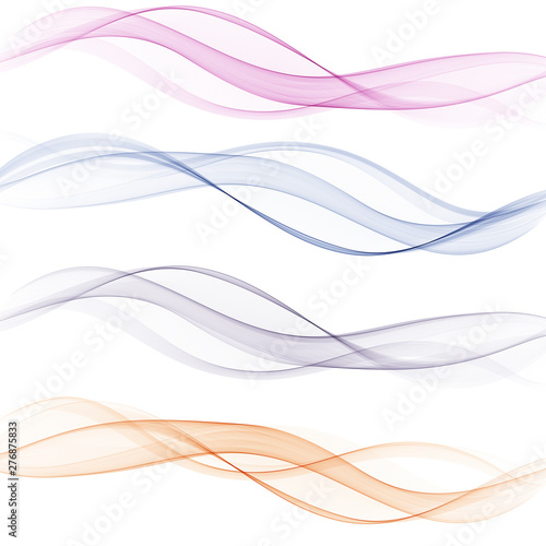  Set of color stylish waves on a white background