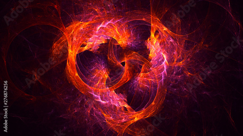 3D rendering abstract red fractal light background