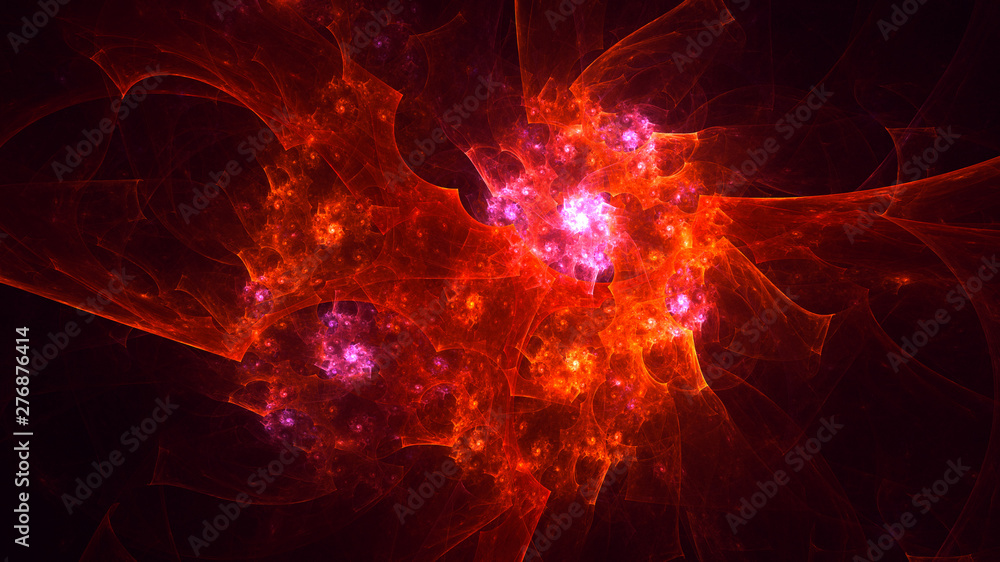 Obraz premium 3D rendering abstract red fractal light background