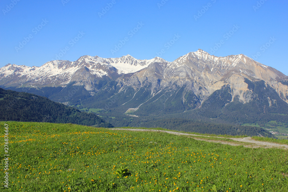 High mountains Parpaner Rothorn, Aroser Rothorn and Lenzer Horn, Switzerland.