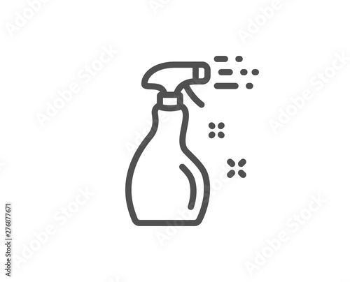 Cleaning spray line icon. Washing liquid or Cleanser symbol. Housekeeping equipment sign. Quality design element. Linear style cleaning spray icon. Editable stroke. Vector