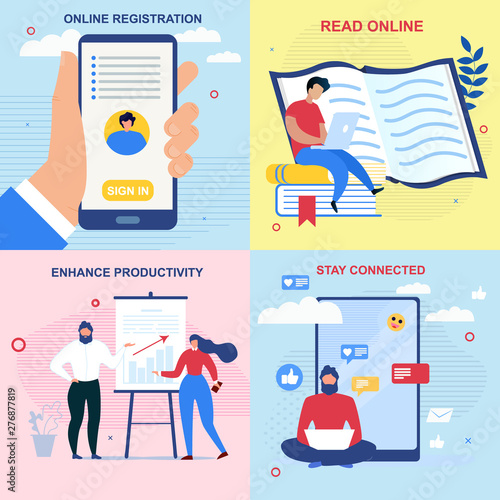 Business and Social Mobile Application Banners Set