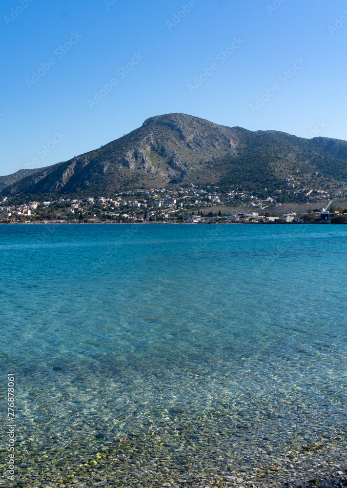 Salamina, Greek island. Beautiful view of the sea and the beach.