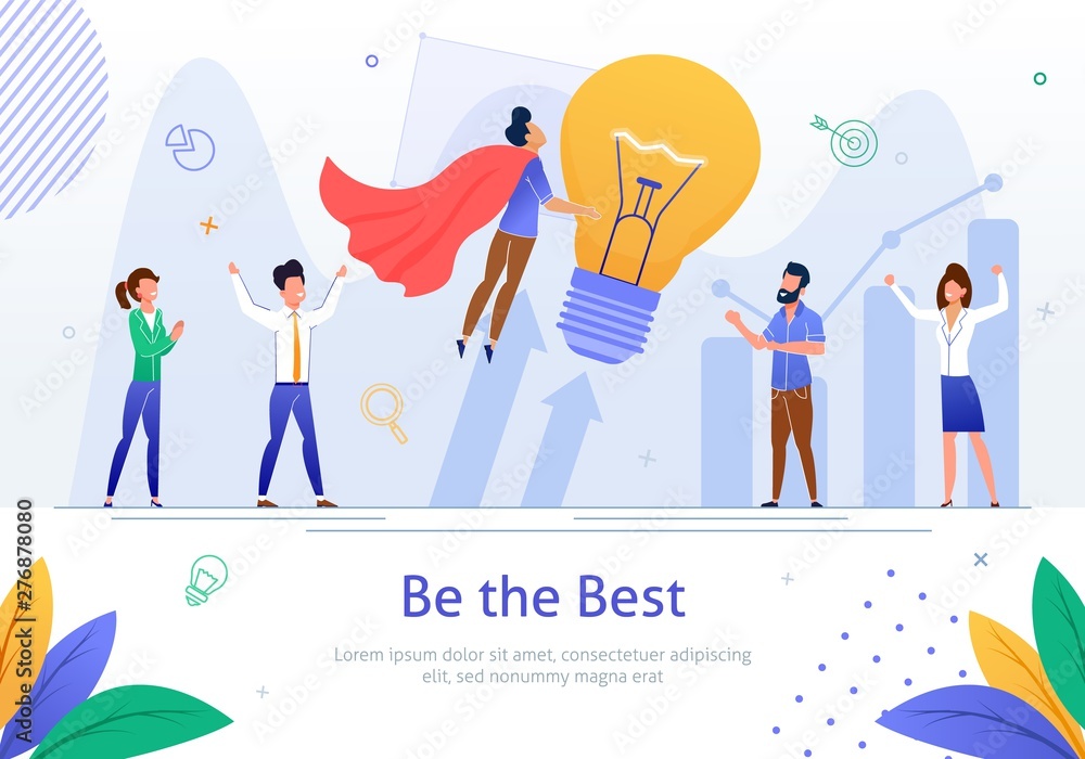 Be The Best in Business Flat Vector Banner Poster Be The Best in Business Flat Vector Banner Poster