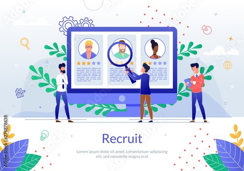 Recruit Worker with Online Resumes Vector Poster