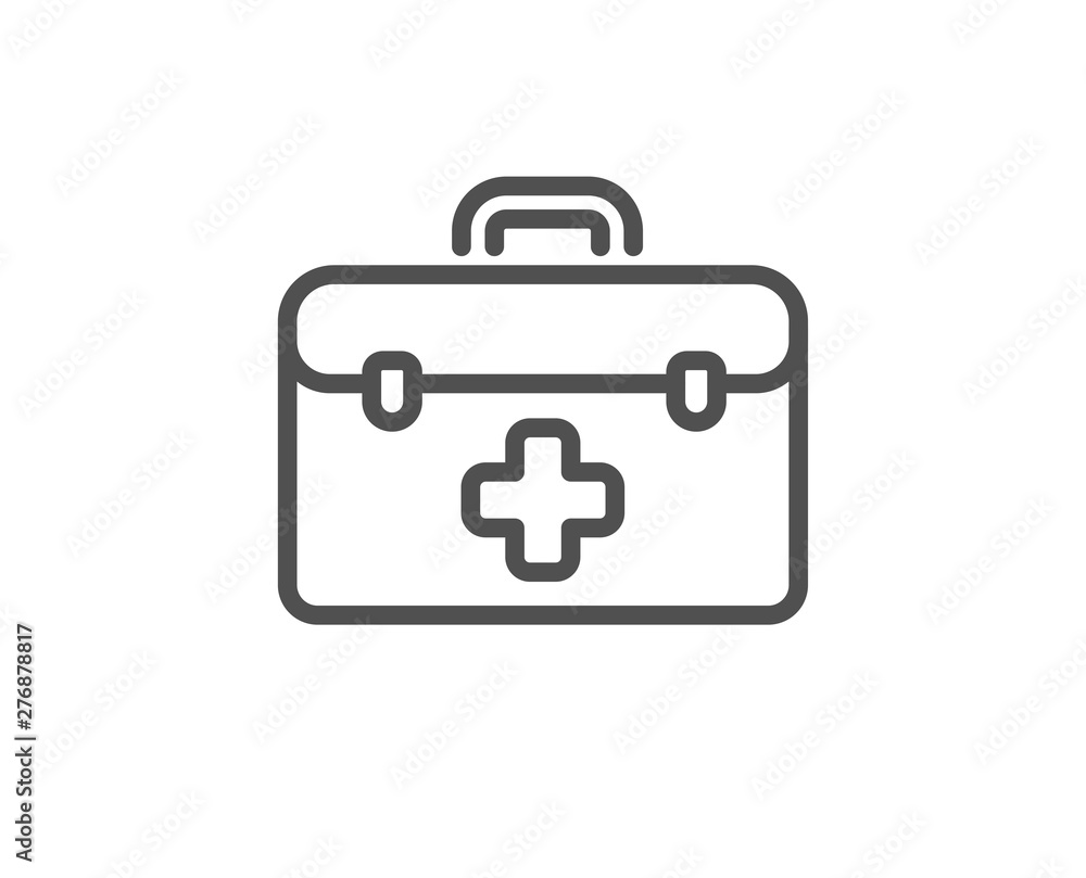First aid line icon. Medicical kit sign. Pharmacy medication symbol. Quality design element. Linear style first aid icon. Editable stroke. Vector First aid line icon. Medicical kit sign. Pharmacy medication symbol. Quality design element. Linear style first aid icon. Editable stroke. Vector