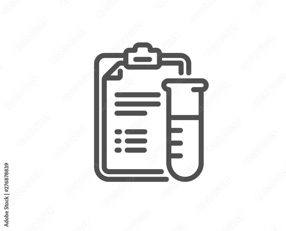 Medical analyzes line icon. Medicine beaker sign. Pharmacy medication symbol. Quality design element. Linear style medical analyzes icon. Editable stroke. Vector Medical analyzes line icon. Medicine beaker sign. Pharmacy medication symbol. Quality design element. Linear style medical analyzes icon. Editable stroke. Vector
