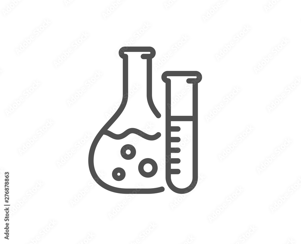 Chemistry lab line icon. Laboratory flask sign. Analysis symbol. Quality design element. Linear style chemistry lab icon. Editable stroke. Vector Chemistry lab line icon. Laboratory flask sign. Analysis symbol. Quality design element. Linear style chemistry lab icon. Editable stroke. Vector